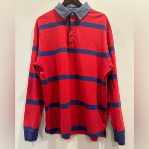Urban Outfitters Rugby Shirt Bright Red/Navy/Light Blue